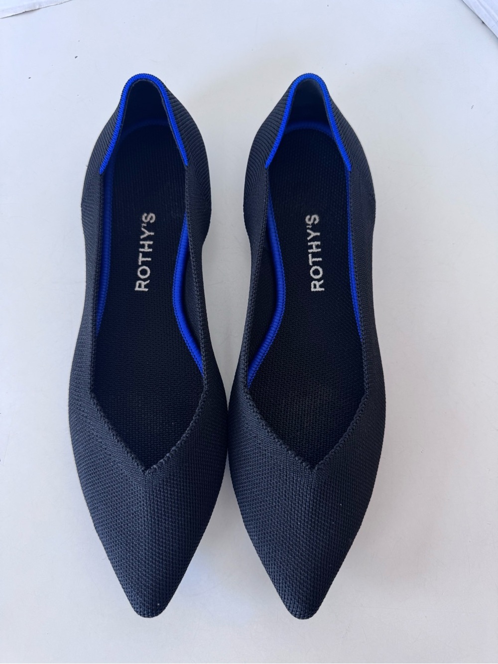 Rothy’s The Point II Flat In Black Ballet Pointed Toe Slip On Shoes Size 9.5
